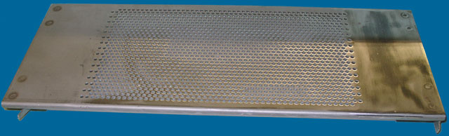 This is a perforated slat that can be used on oven conveyors.