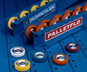 Kornylak pioneered Palletflo for pallet flow controlled gravity live storage racks and other material handling systems that need the hysteresis controll built into each wheel.