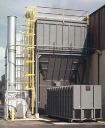 Here is a large external dust removal system with an added trash compacter. Click to enlarge.