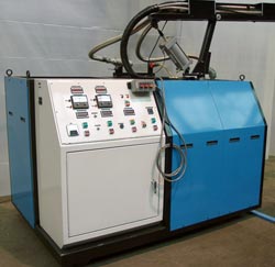 This is a Phenolflo dispensing machine for mold filling or automatic foam board production.