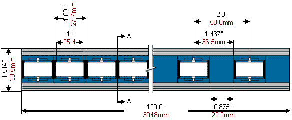 Single Mini-Rail Assembly top view