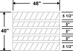 This is an example of the number of bords and their widths on the bottom of the pallet.